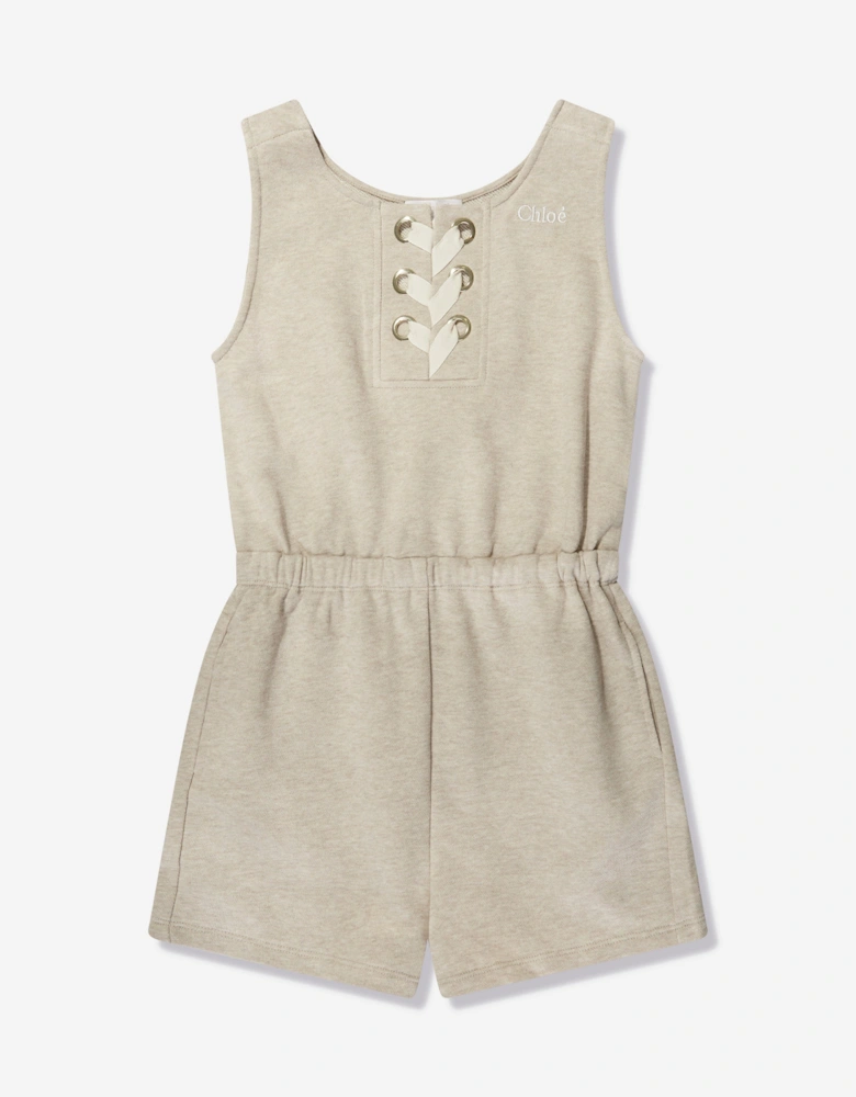 Girls Sleeveless Playsuit in Beige