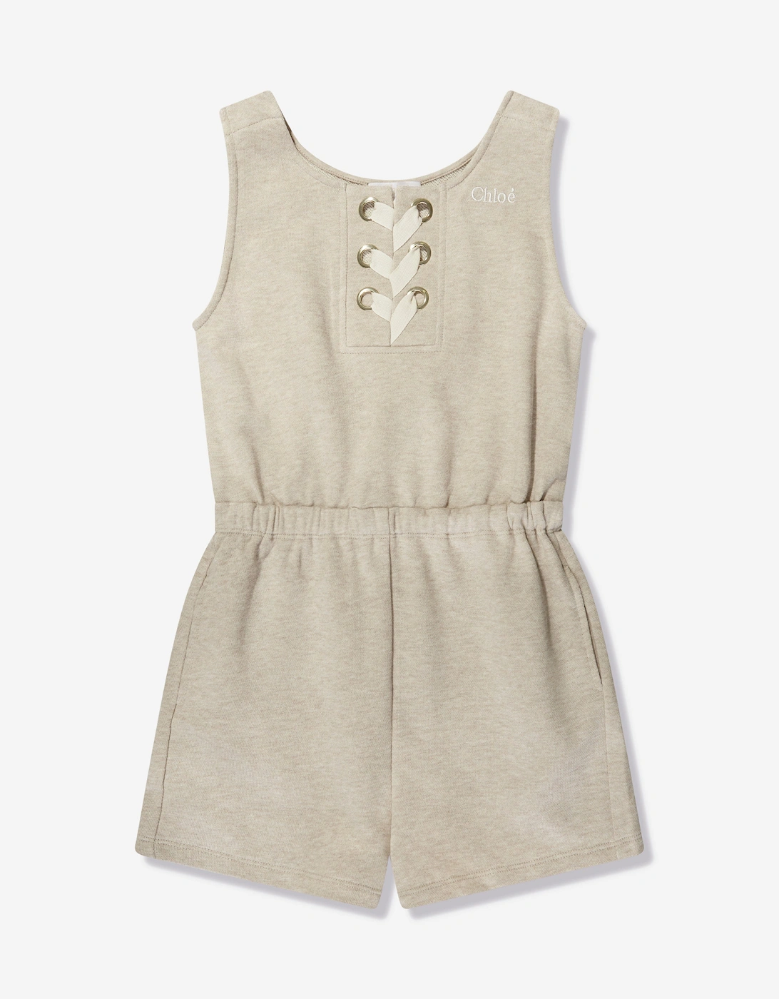 Girls Sleeveless Playsuit in Beige, 5 of 4