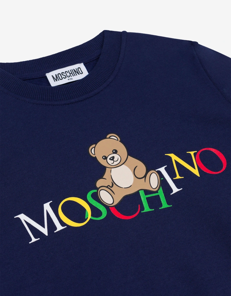Kids Teddy Bear Logo Sweatshirt in Navy