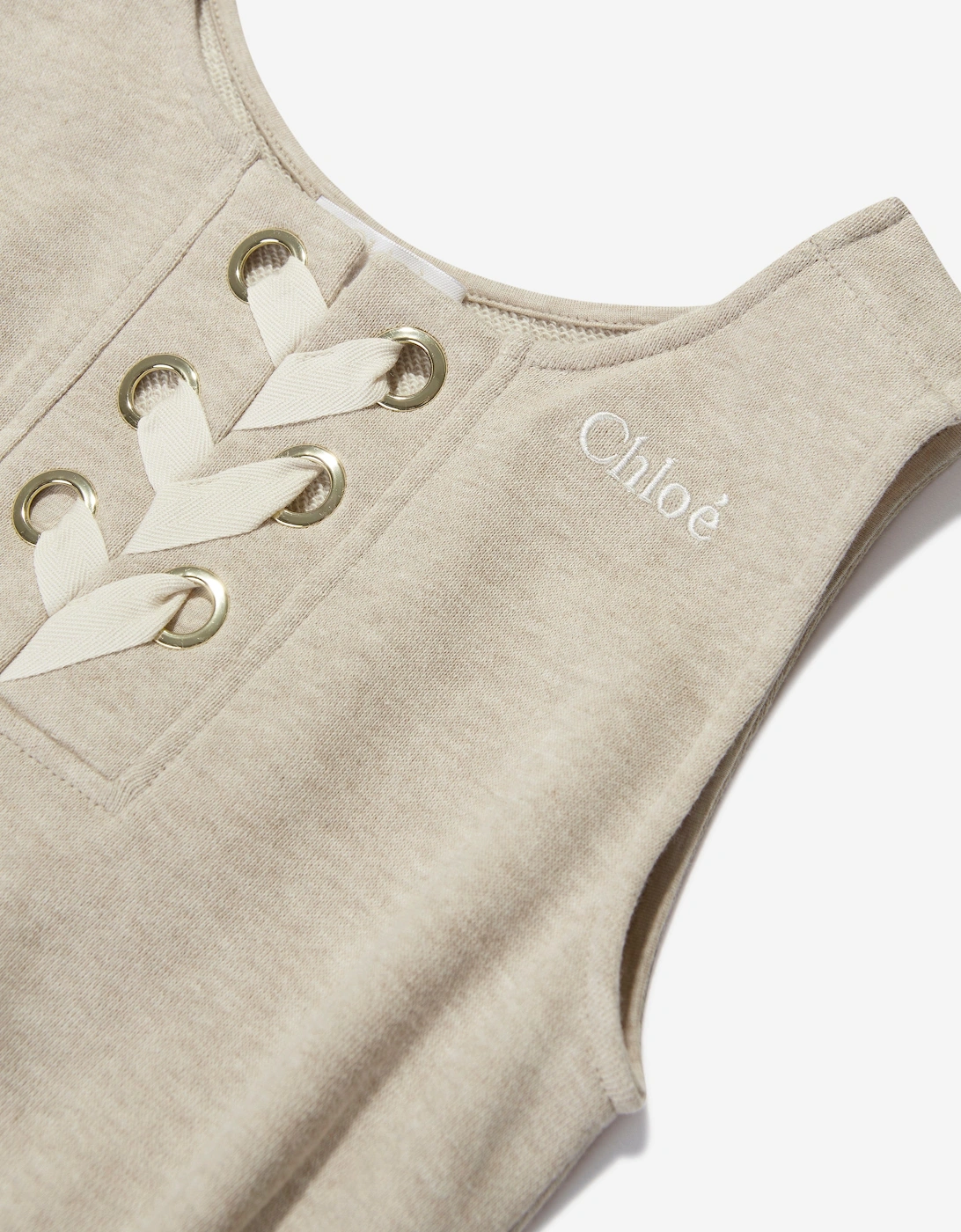 Girls Sleeveless Playsuit in Beige