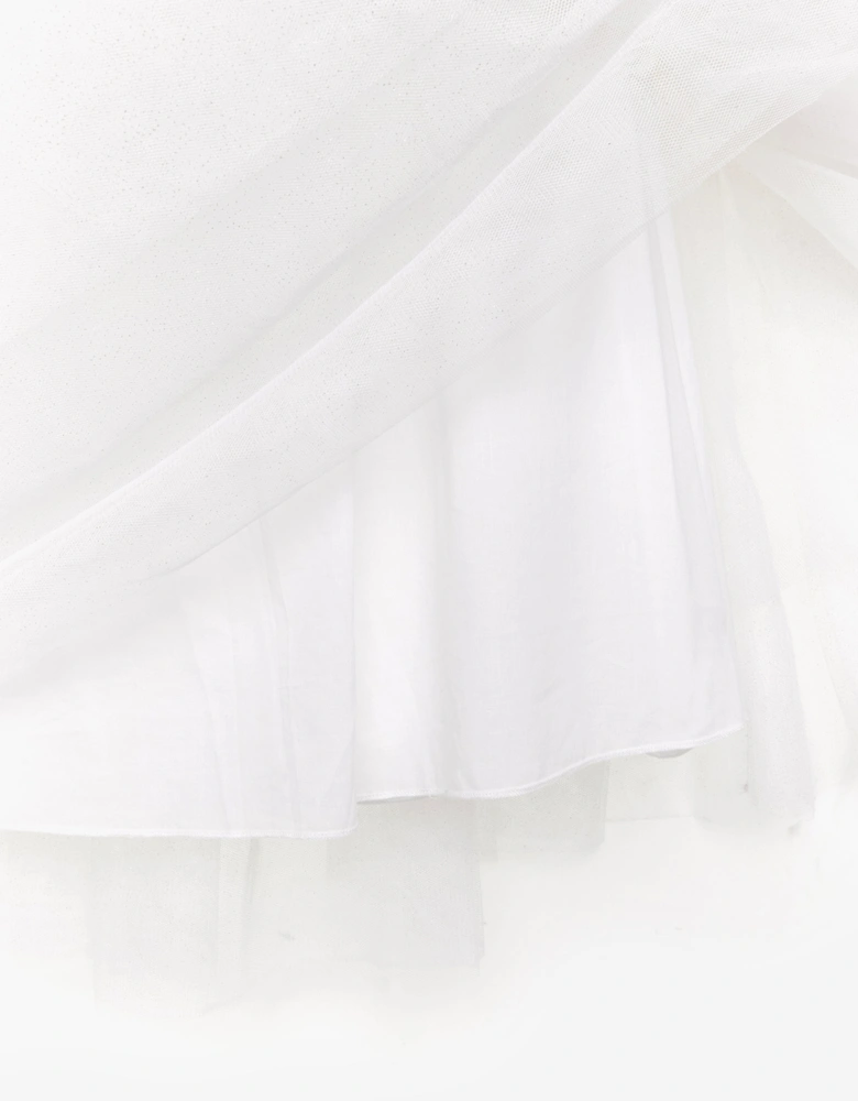 BCBG Girls Glitter Tulle Skirt in Ivory