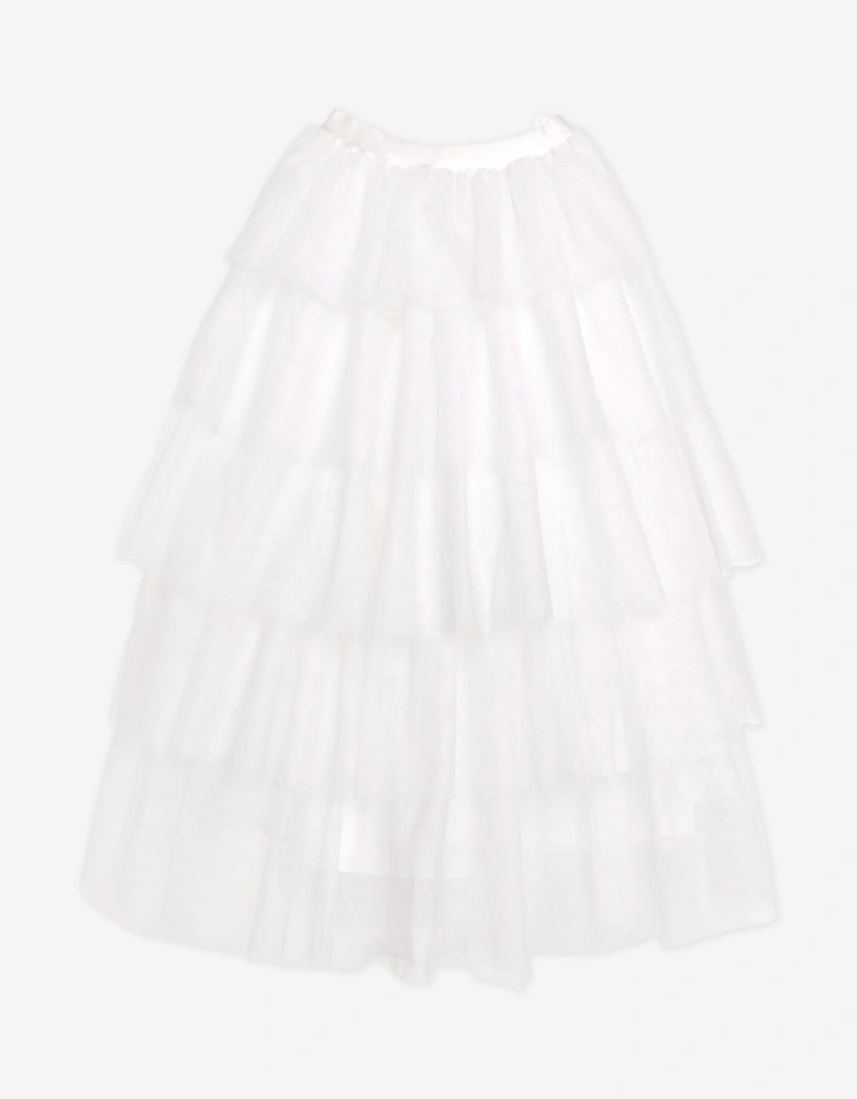 BCBG Girls Glitter Tulle Skirt in Ivory