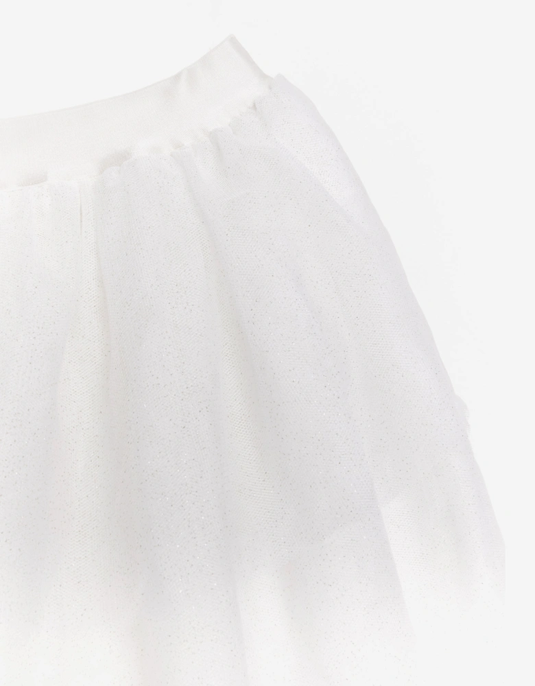 BCBG Girls Glitter Tulle Skirt in Ivory