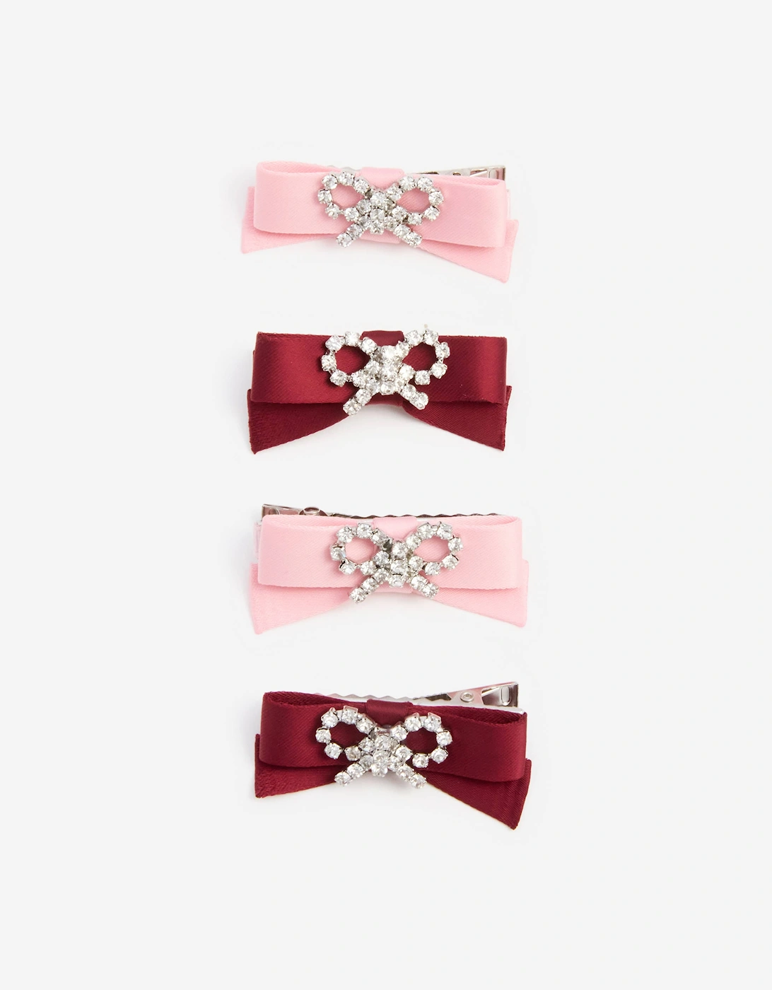 Girls Satin Bow Hairclips in Pink, 5 of 4