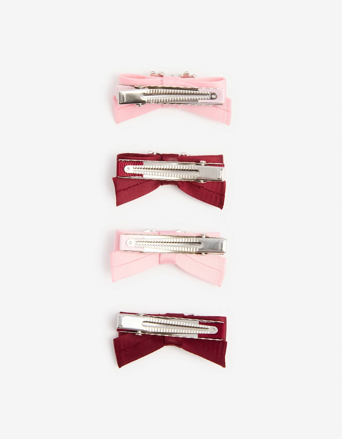 Girls Satin Bow Hairclips in Pink