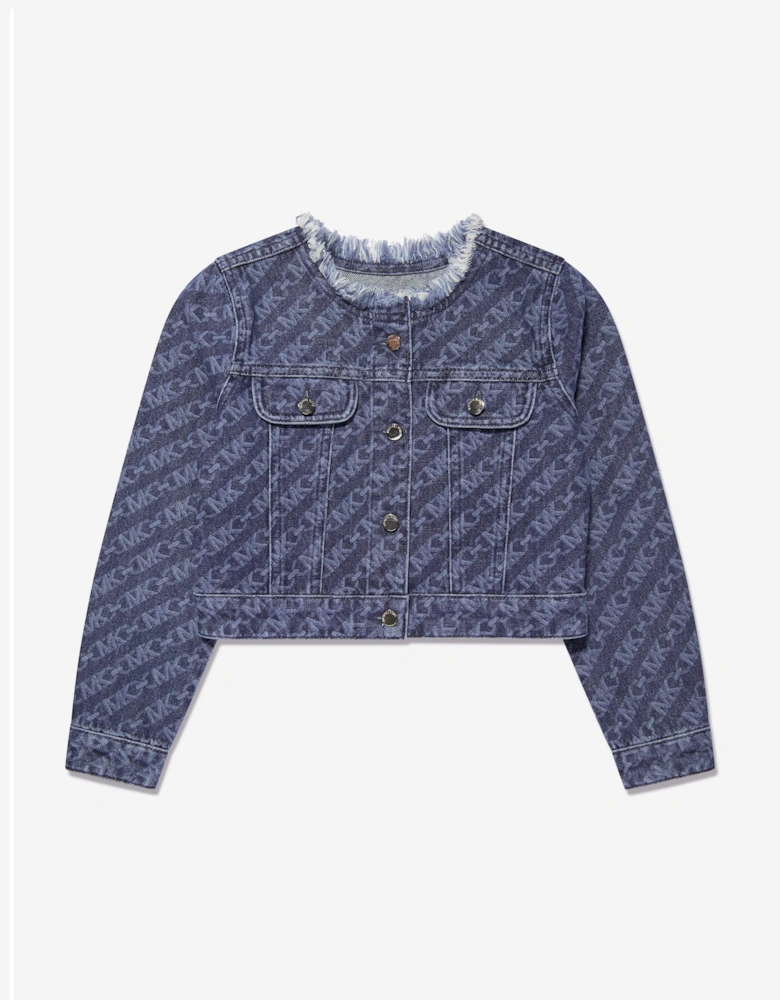 Girls Logo Denim Jacket in Blue