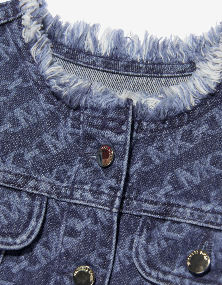Girls Logo Denim Jacket in Blue