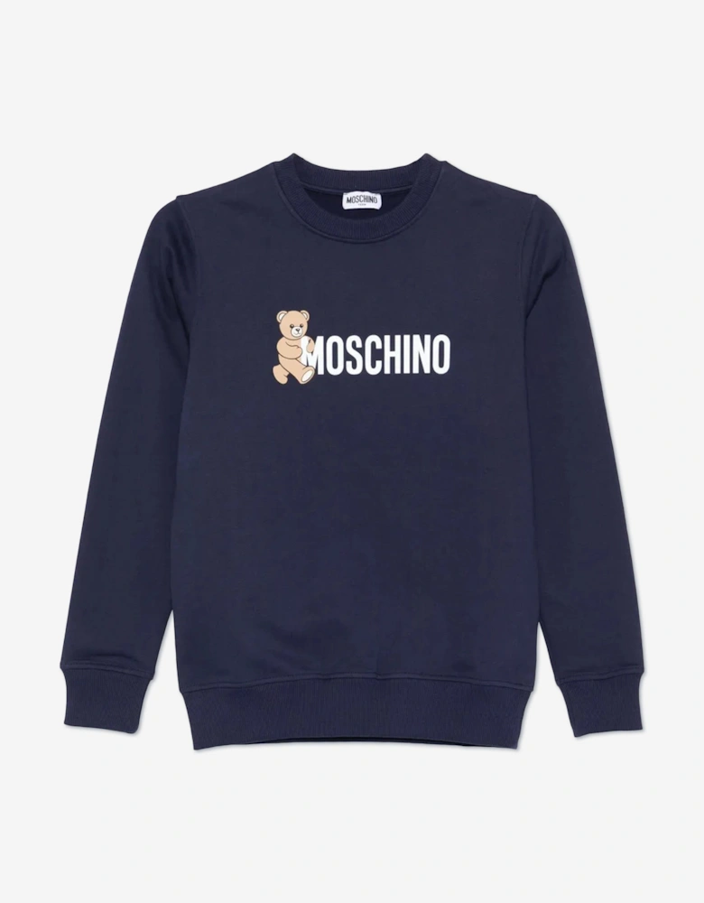 Kids Teddy Bear Logo Sweatshirt in Navy