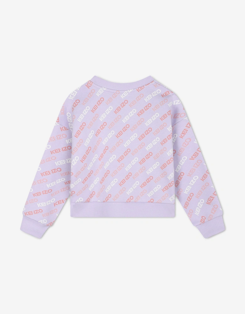 Girls Logo Print Sweatshirt in Purple