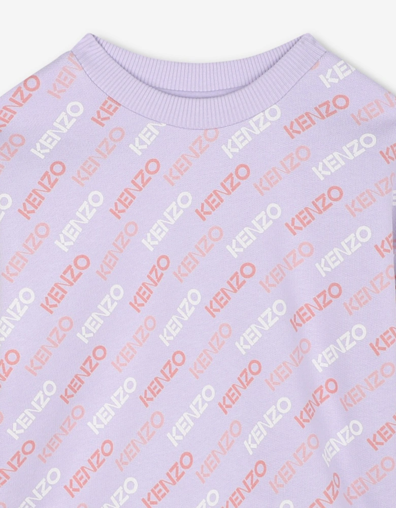 Girls Logo Print Sweatshirt in Purple