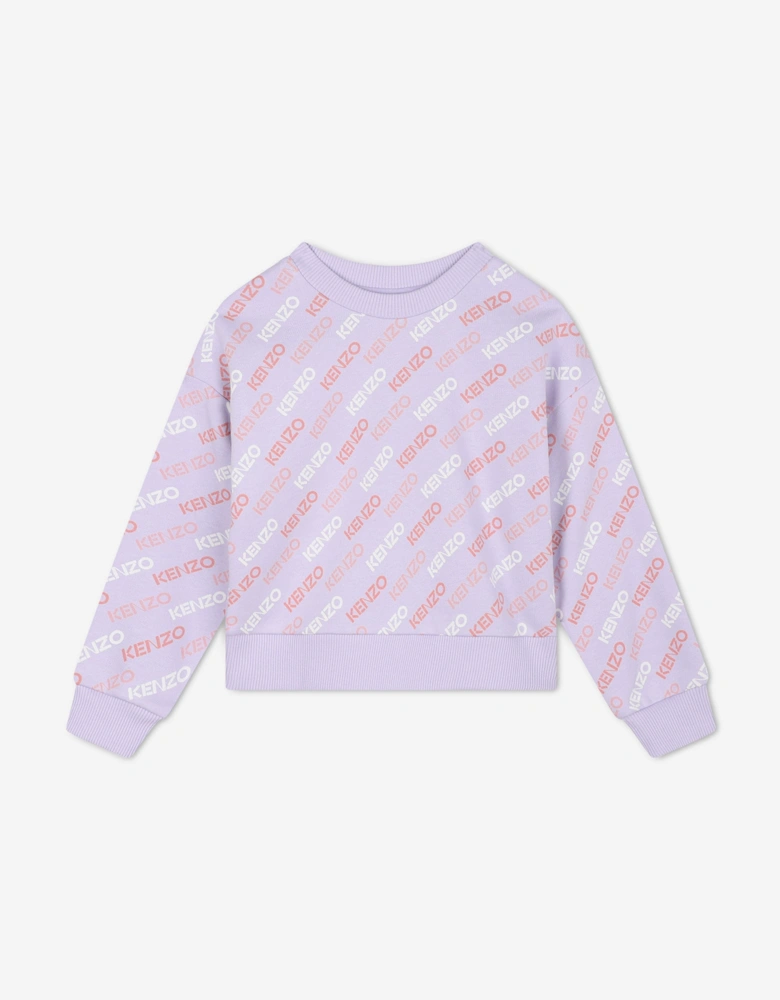 Girls Logo Print Sweatshirt in Purple