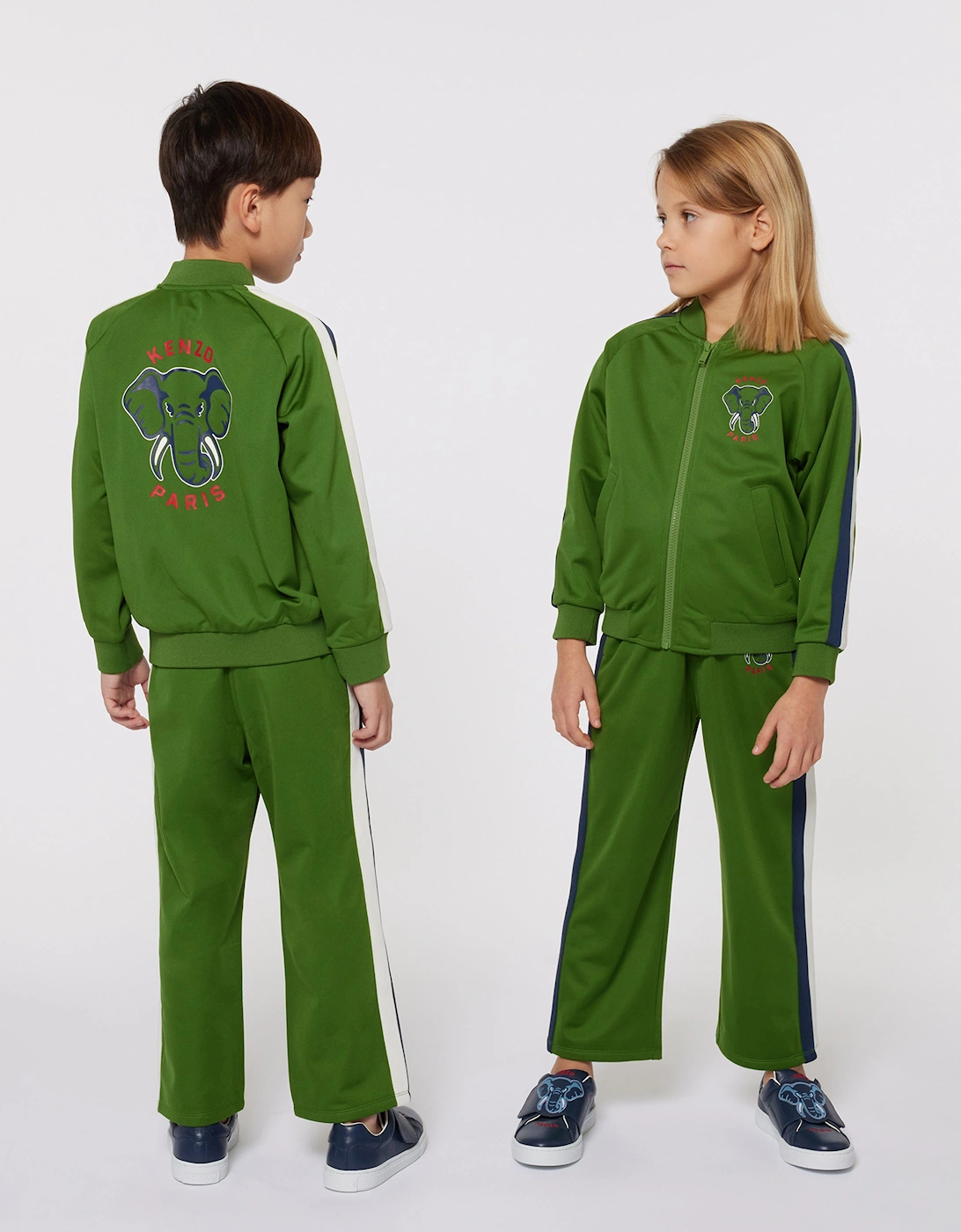 Kids Elephant Track Pants in Green