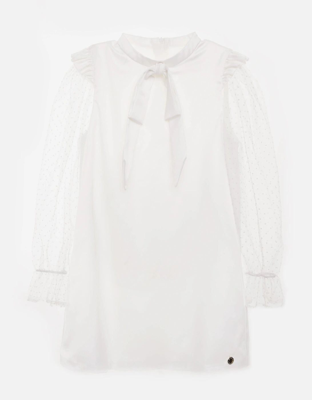 BCBG Girls Flocked Spot Sleeve Dress in White, 5 of 4