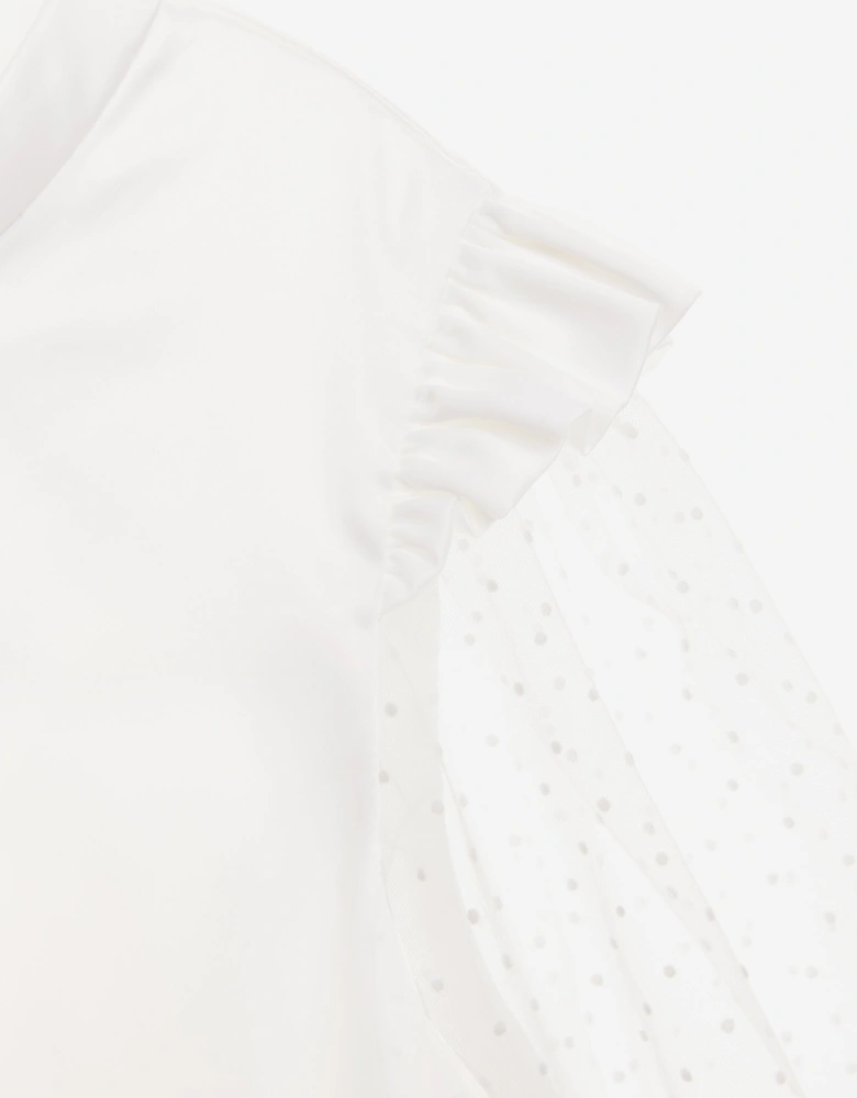 BCBG Girls Flocked Spot Sleeve Dress in White