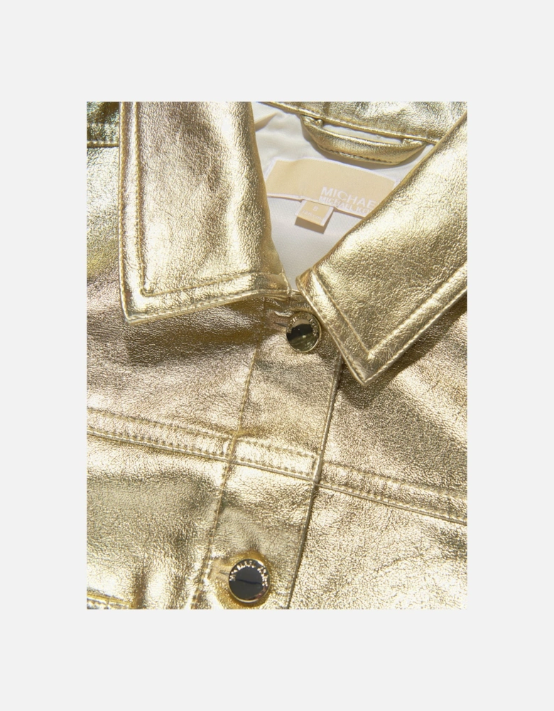 Girls Metallic Crackle Effect Jacket in Gold