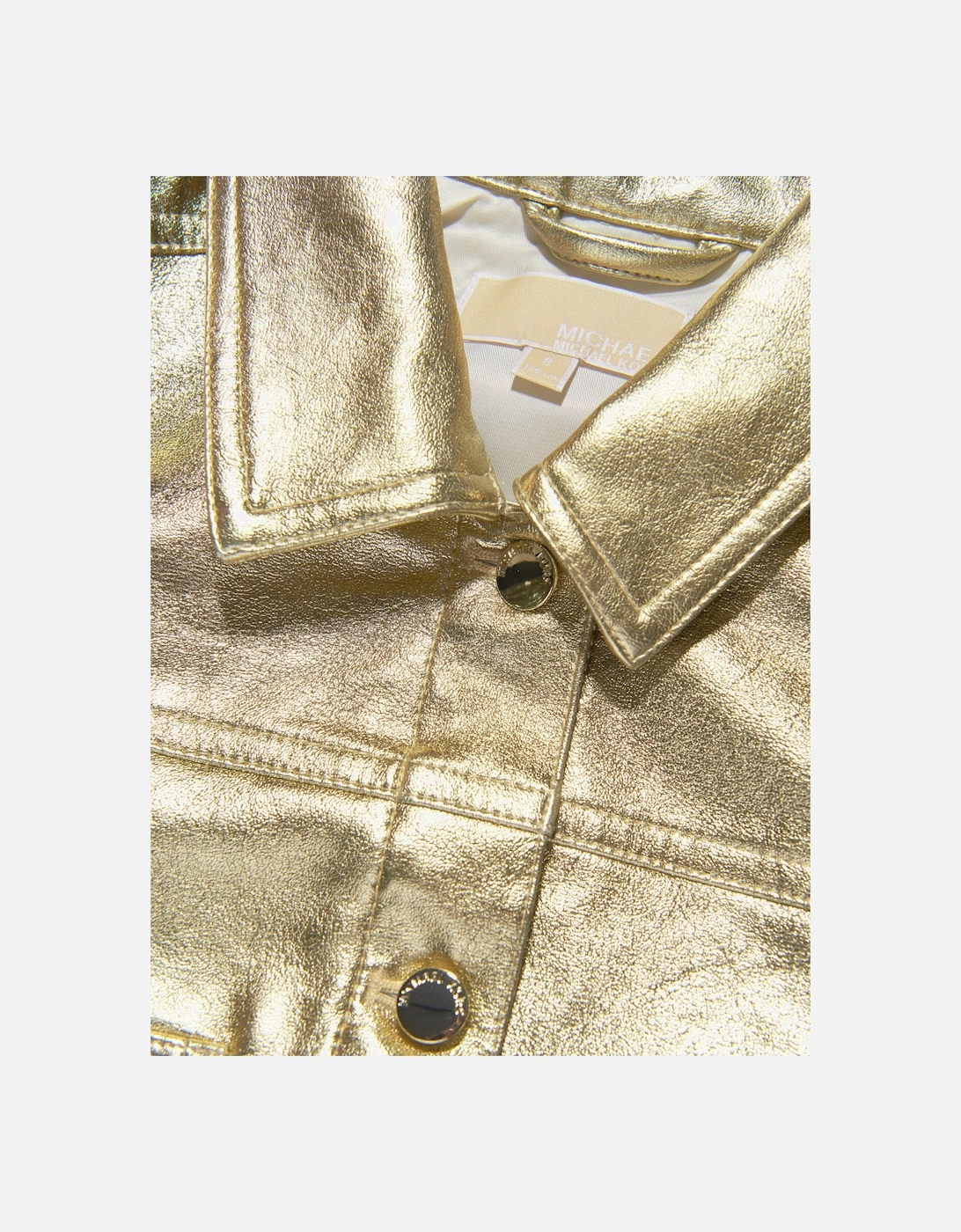 Girls Metallic Crackle Effect Jacket in Gold