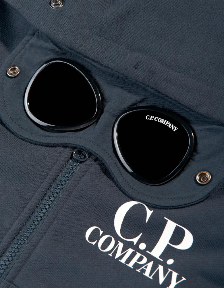 C.P. Company Boys Goggle Hooded Zip Up Top in Navy