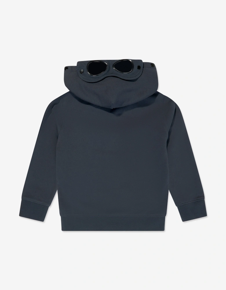C.P. Company Boys Goggle Hooded Zip Up Top in Navy