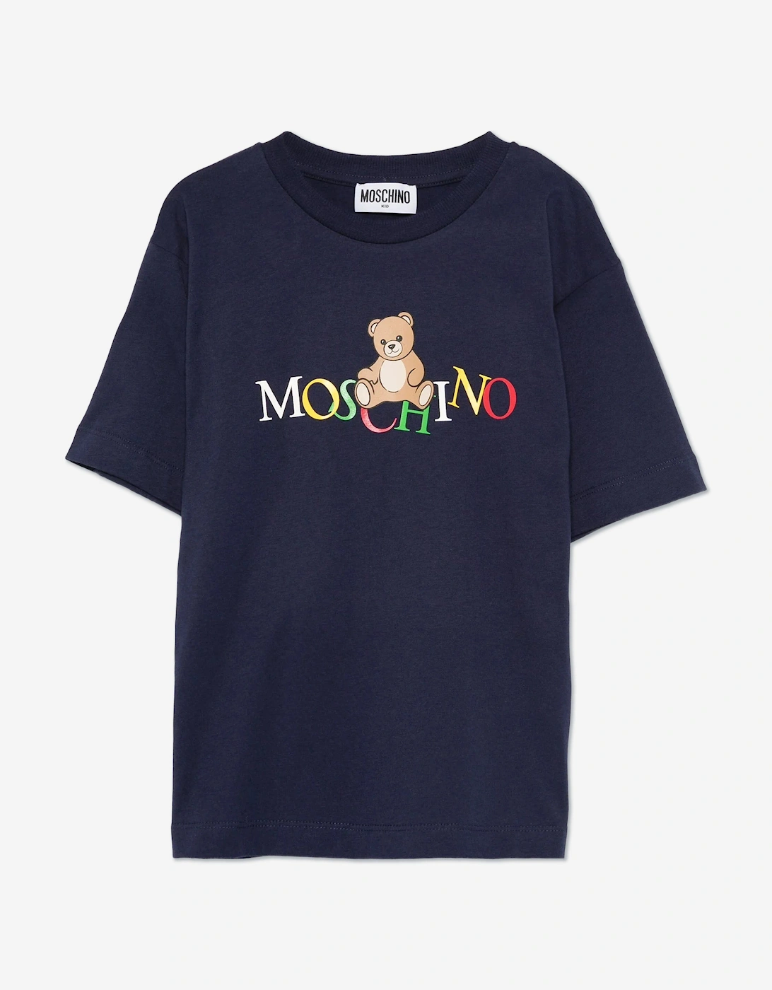 Kids Teddy Bear Logo T-Shirt in Navy, 4 of 3