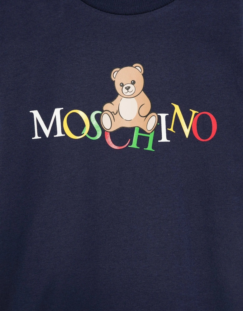 Kids Teddy Bear Logo T-Shirt in Navy