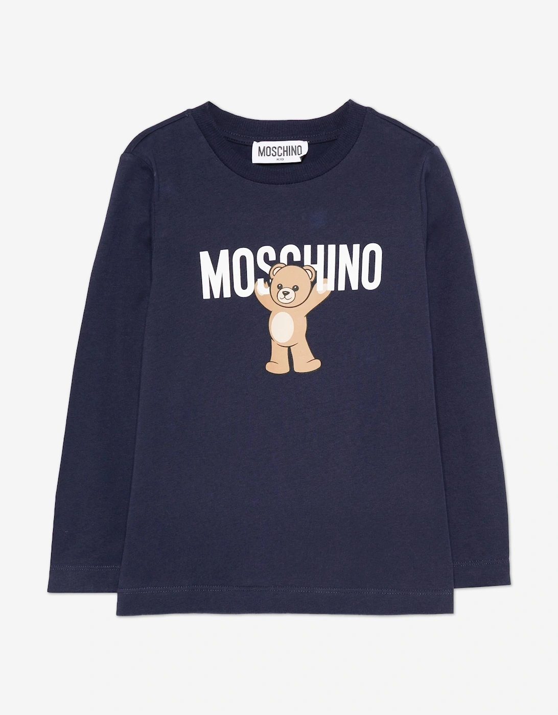 Kids Long Sleeve Teddy Logo T-Shirt in Navy, 4 of 3