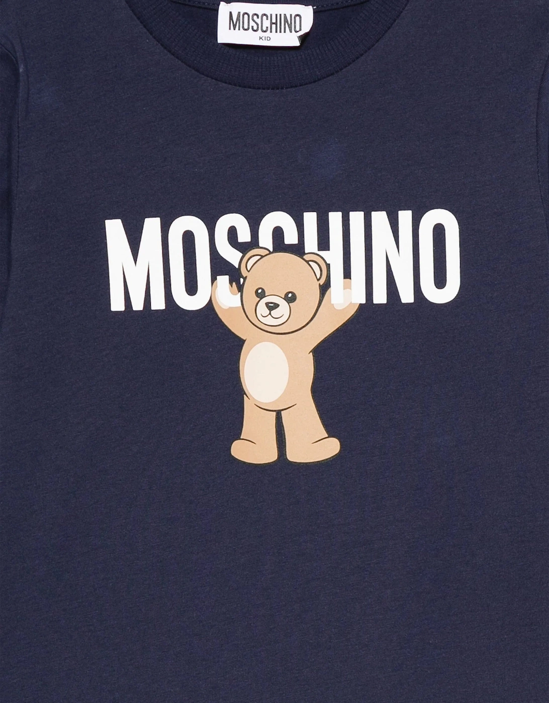 Kids Long Sleeve Teddy Logo T-Shirt in Navy