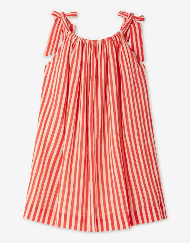 Girls Striped Eloise Dress in Red