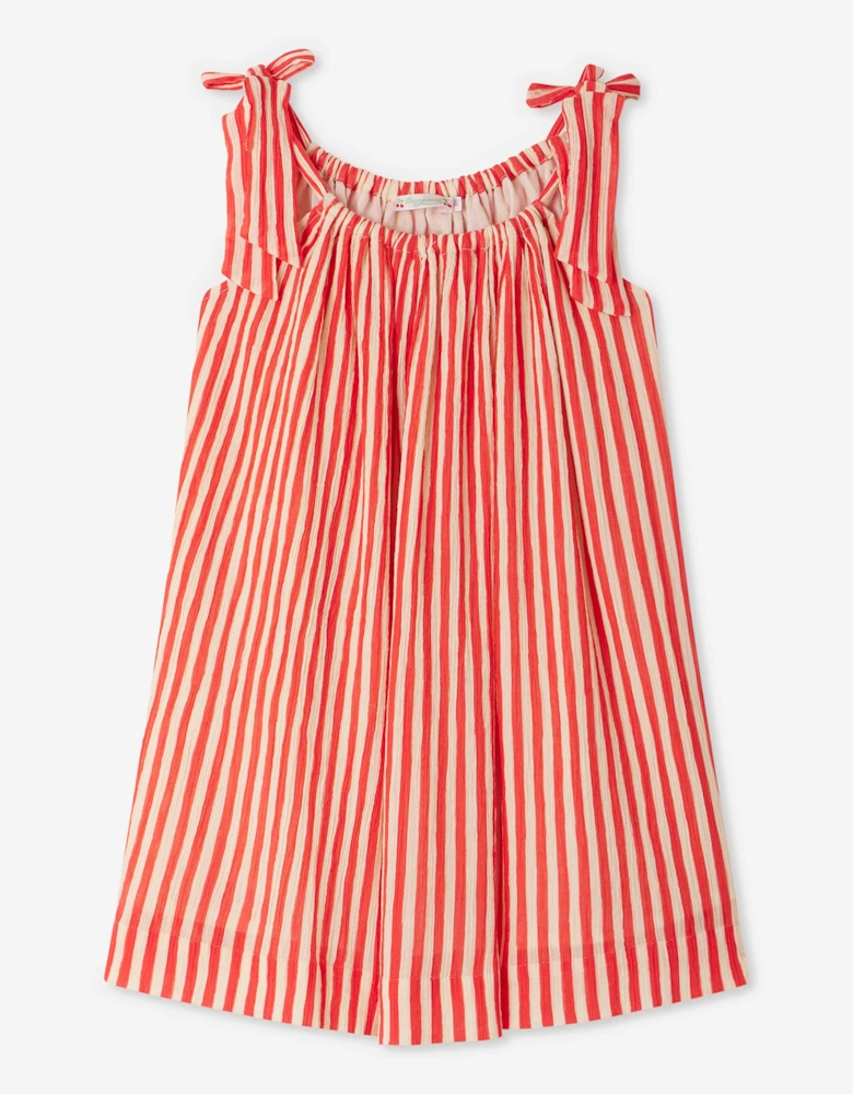 Girls Striped Eloise Dress in Red