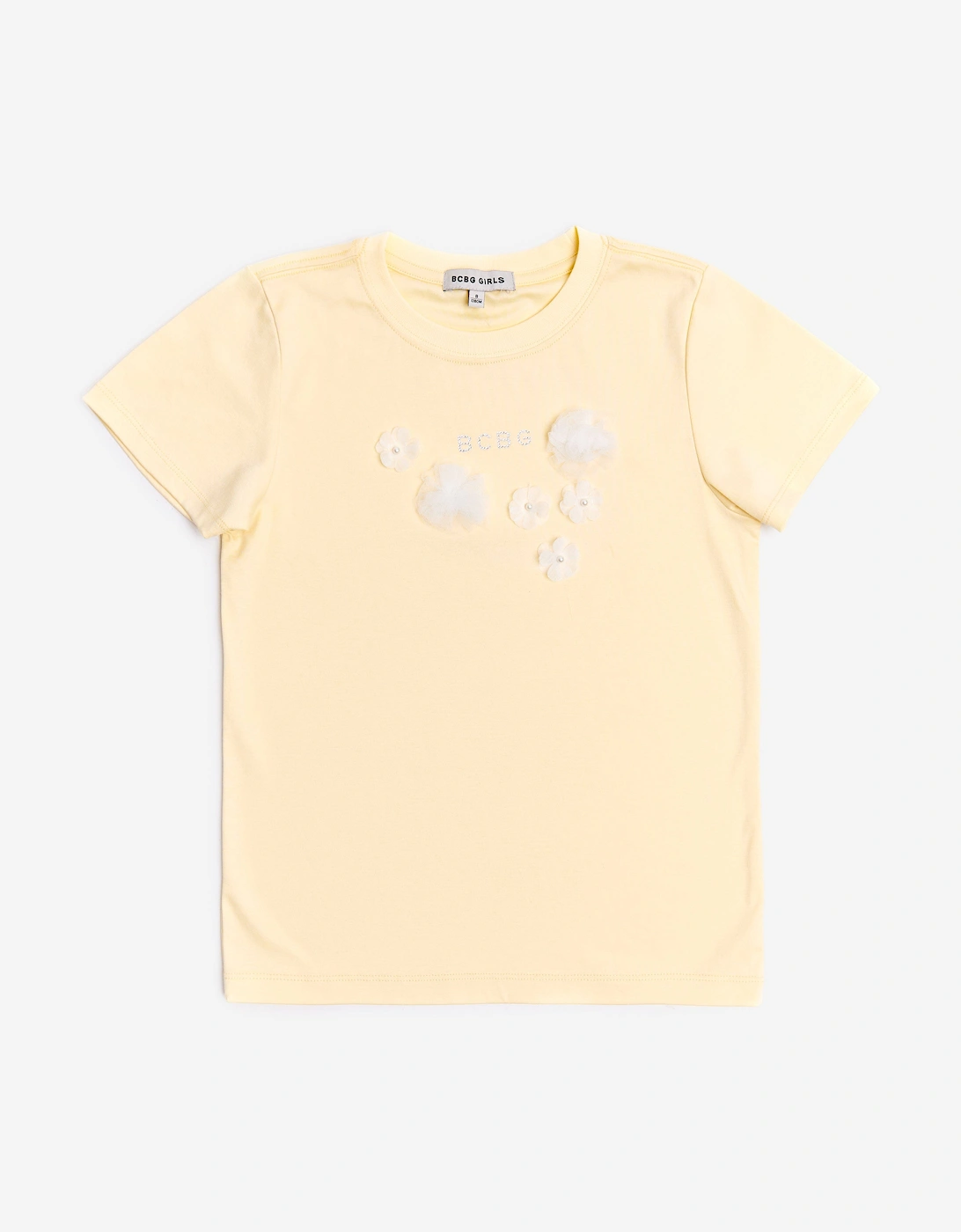 BCBG Girls Diamante Logo 3D Flowers T-Shirt in Yellow, 5 of 4