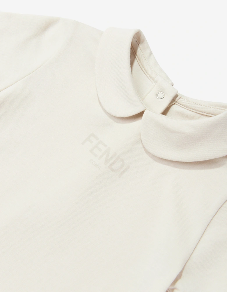 Baby Logo Romper in Beige