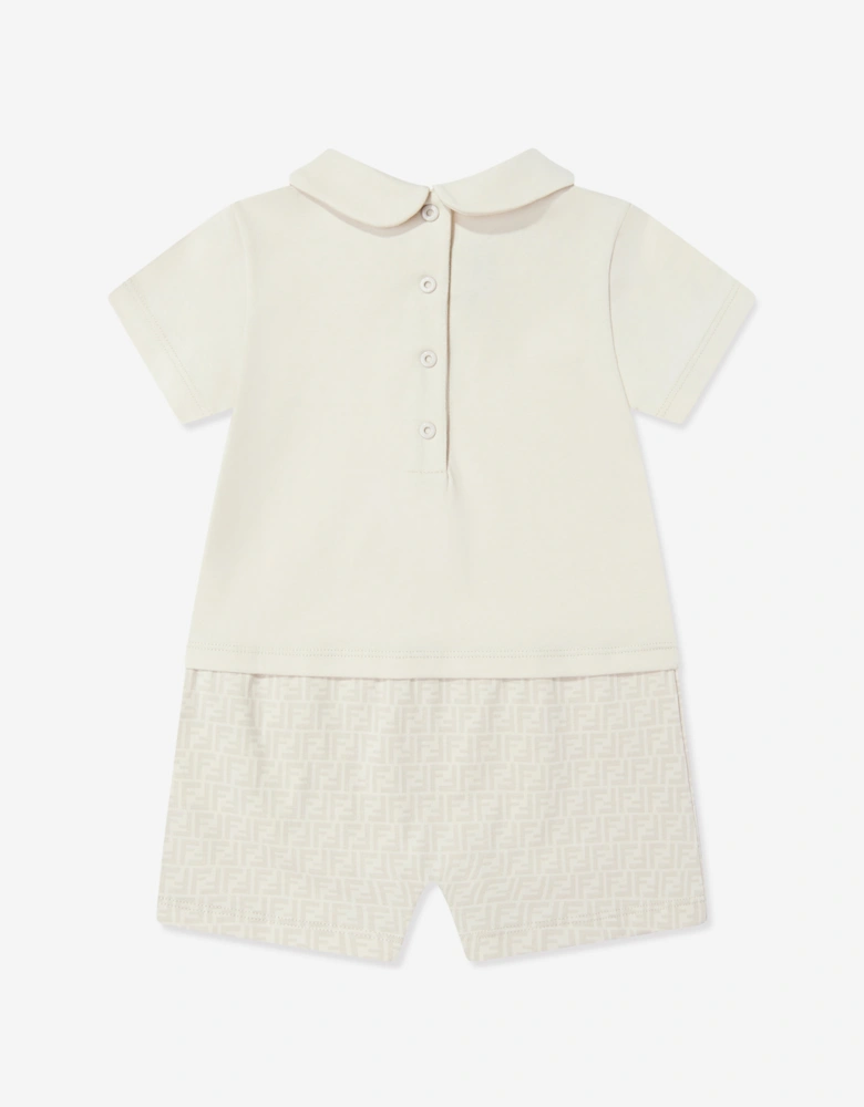 Baby Logo Romper in Beige