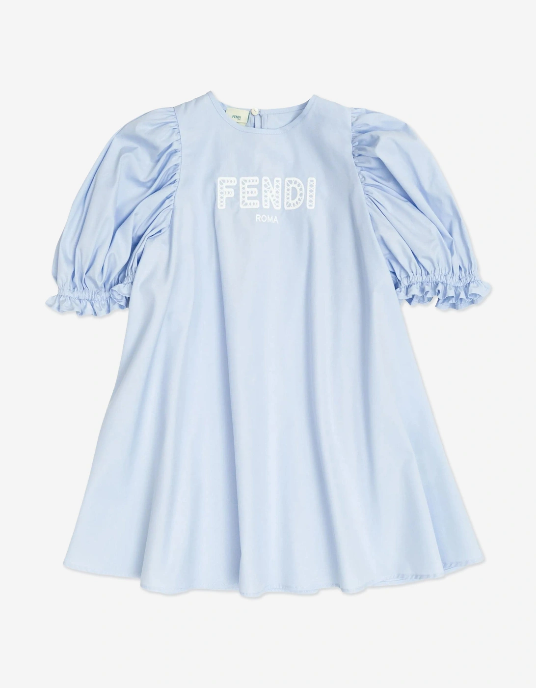 Girls Cotton Logo Dress in Blue, 5 of 4