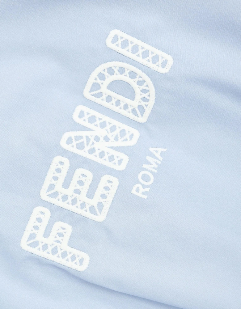 Girls Cotton Logo Dress in Blue