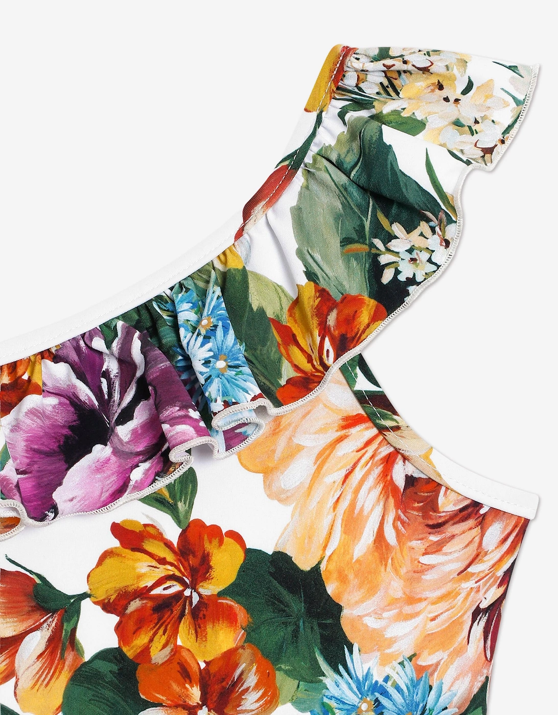 Girls Floral Print Swimsuit in White
