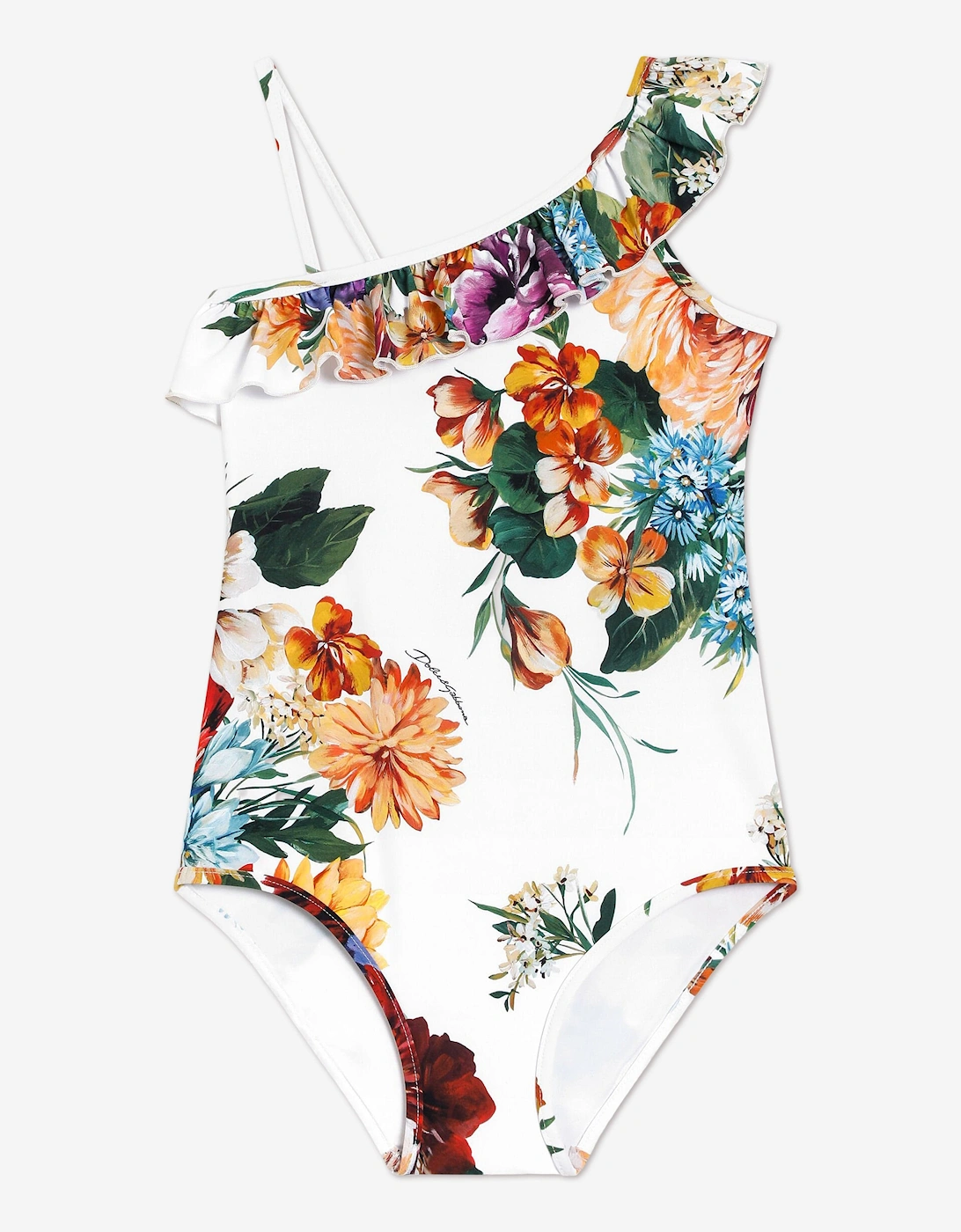 Girls Floral Print Swimsuit in White, 5 of 4