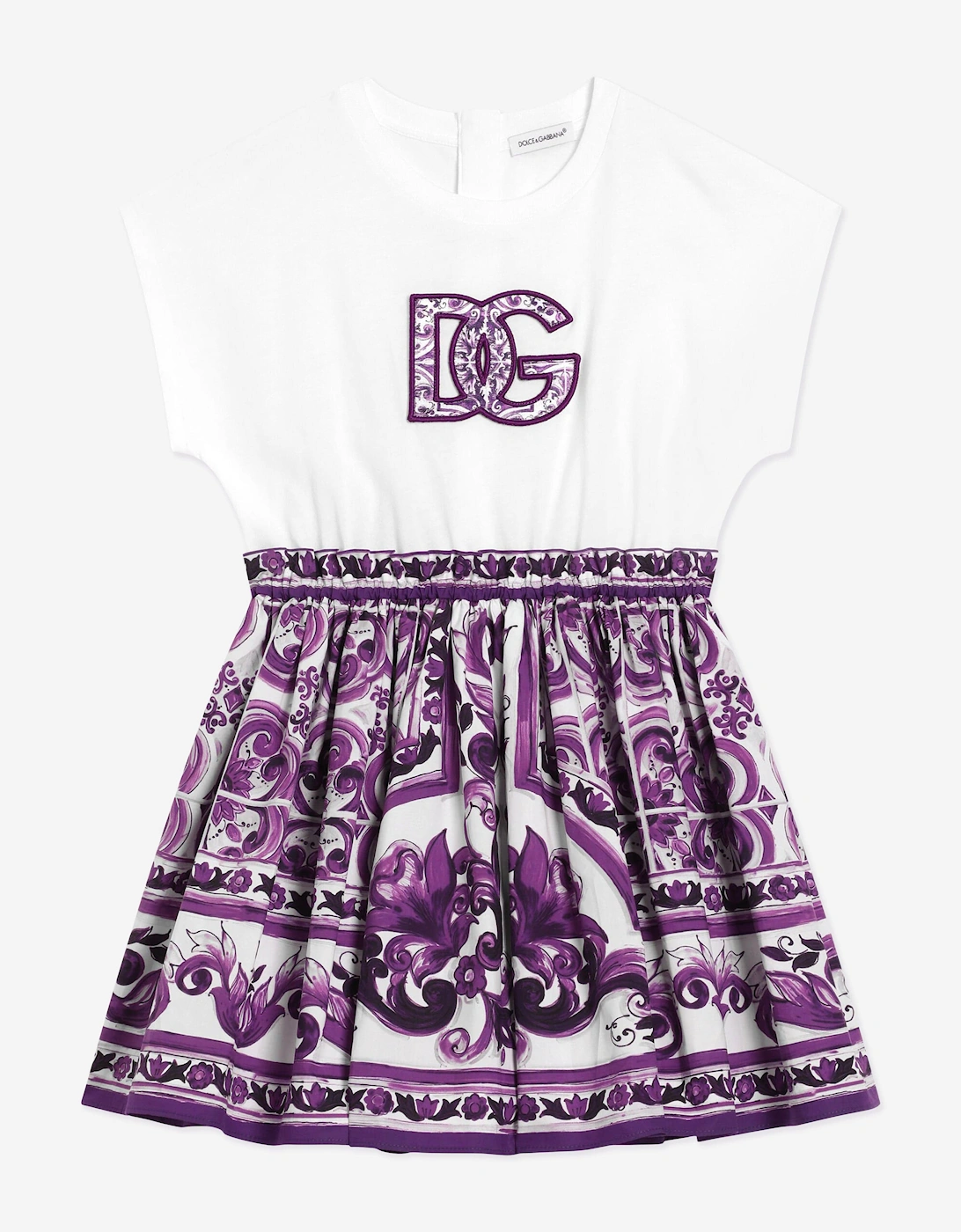 Girls Majolica Logo Dress in Purple, 5 of 4