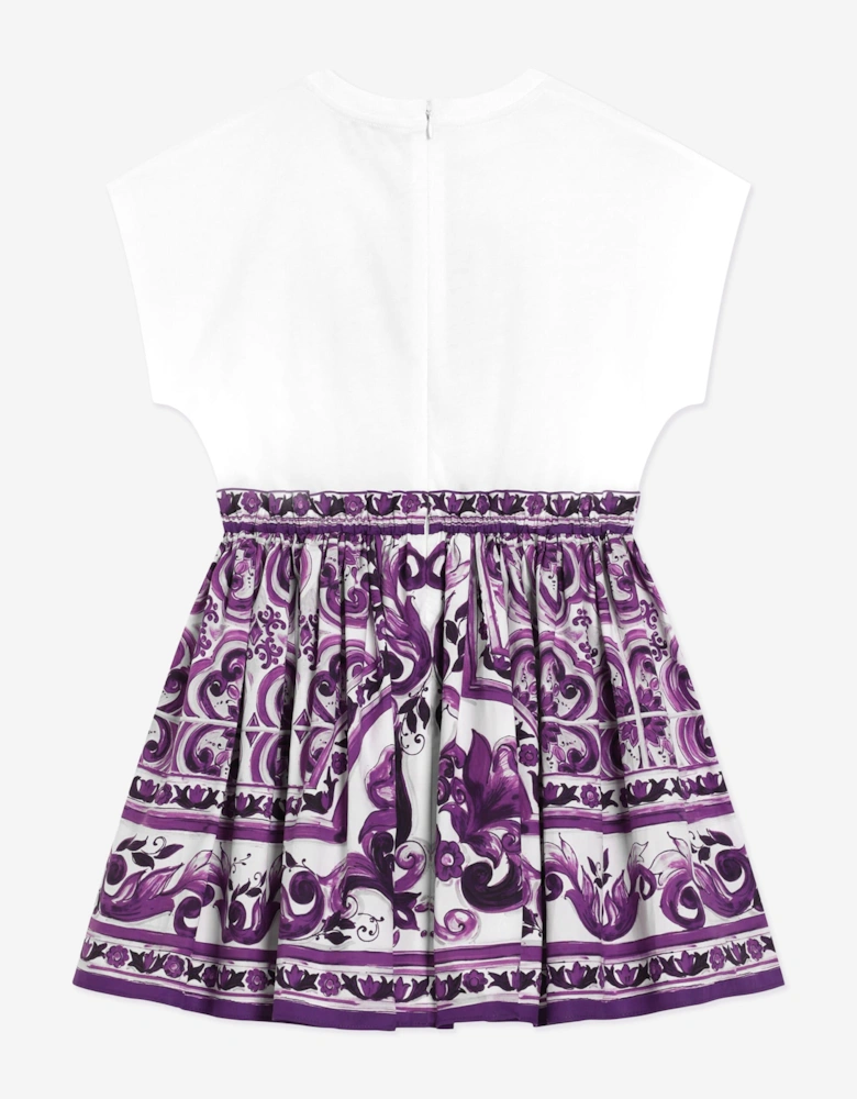 Girls Majolica Logo Dress in Purple