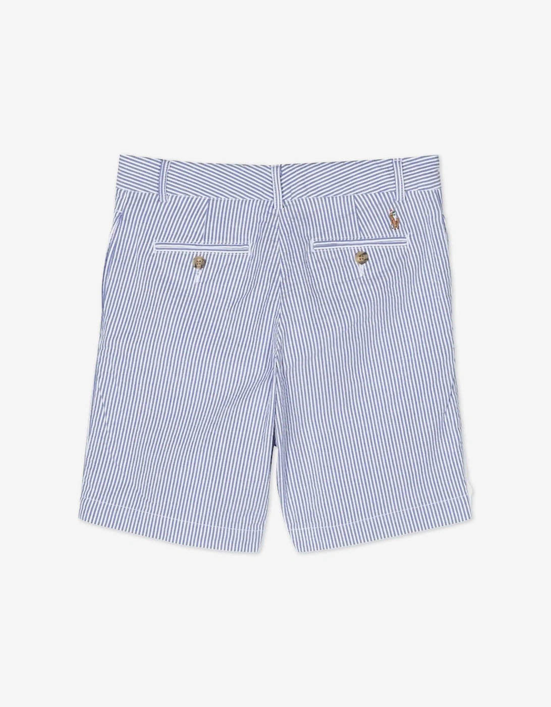 Boys Seersucker Preppy Shorts in Blue