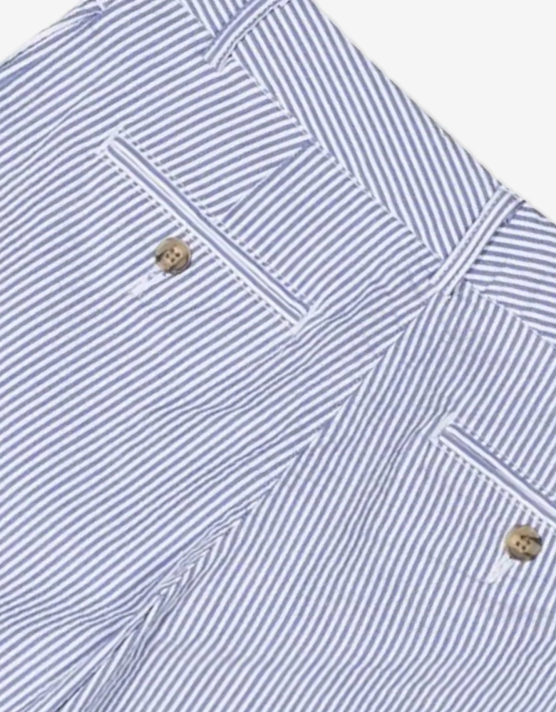 Boys Seersucker Preppy Shorts in Blue