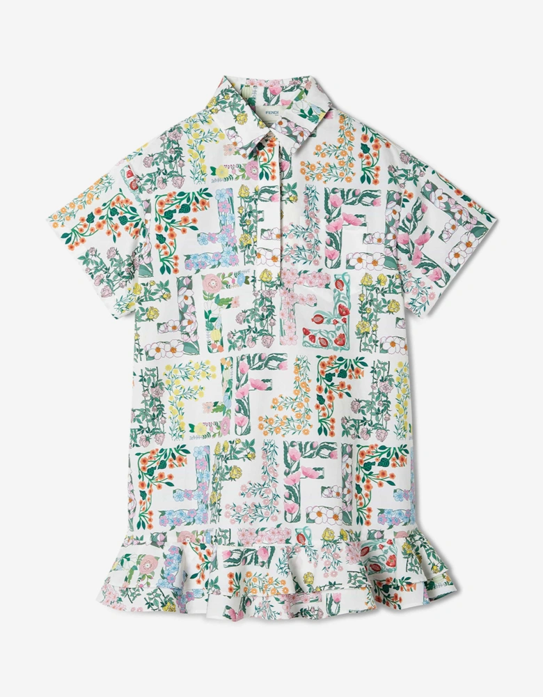 Girls Cotton FF Bloom Dress in Multicolour