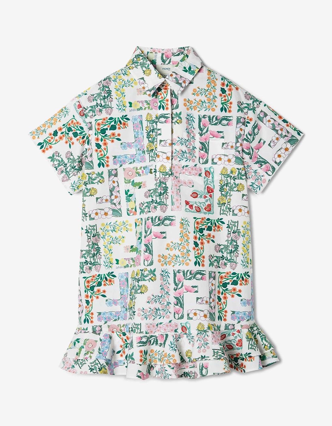 Girls Cotton FF Bloom Dress in Multicolour, 5 of 4