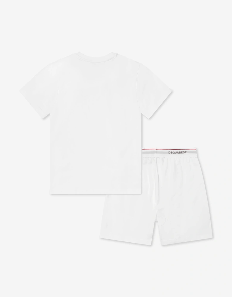 Kids Short Pyjama Set in White
