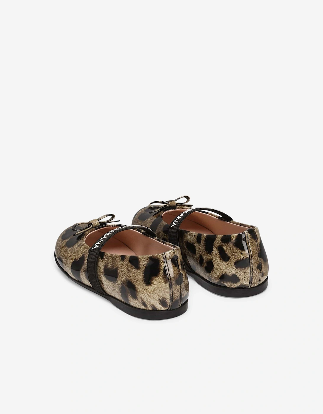 Girls Leather Leopard Ballerinas in Brown