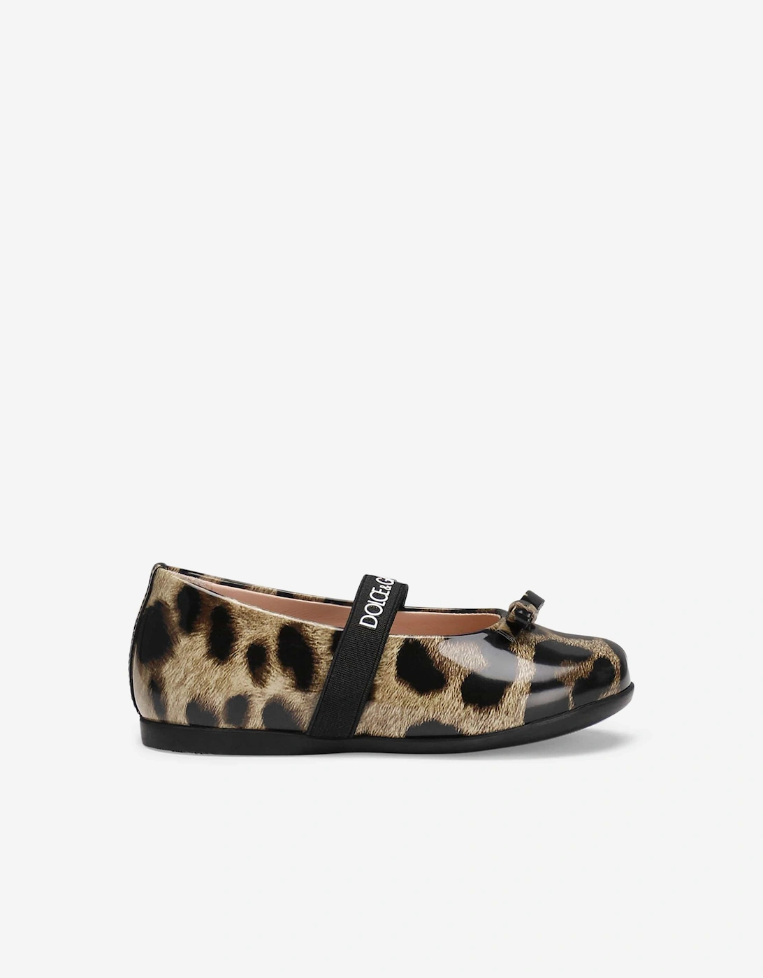 Girls Leather Leopard Ballerinas in Brown, 5 of 4