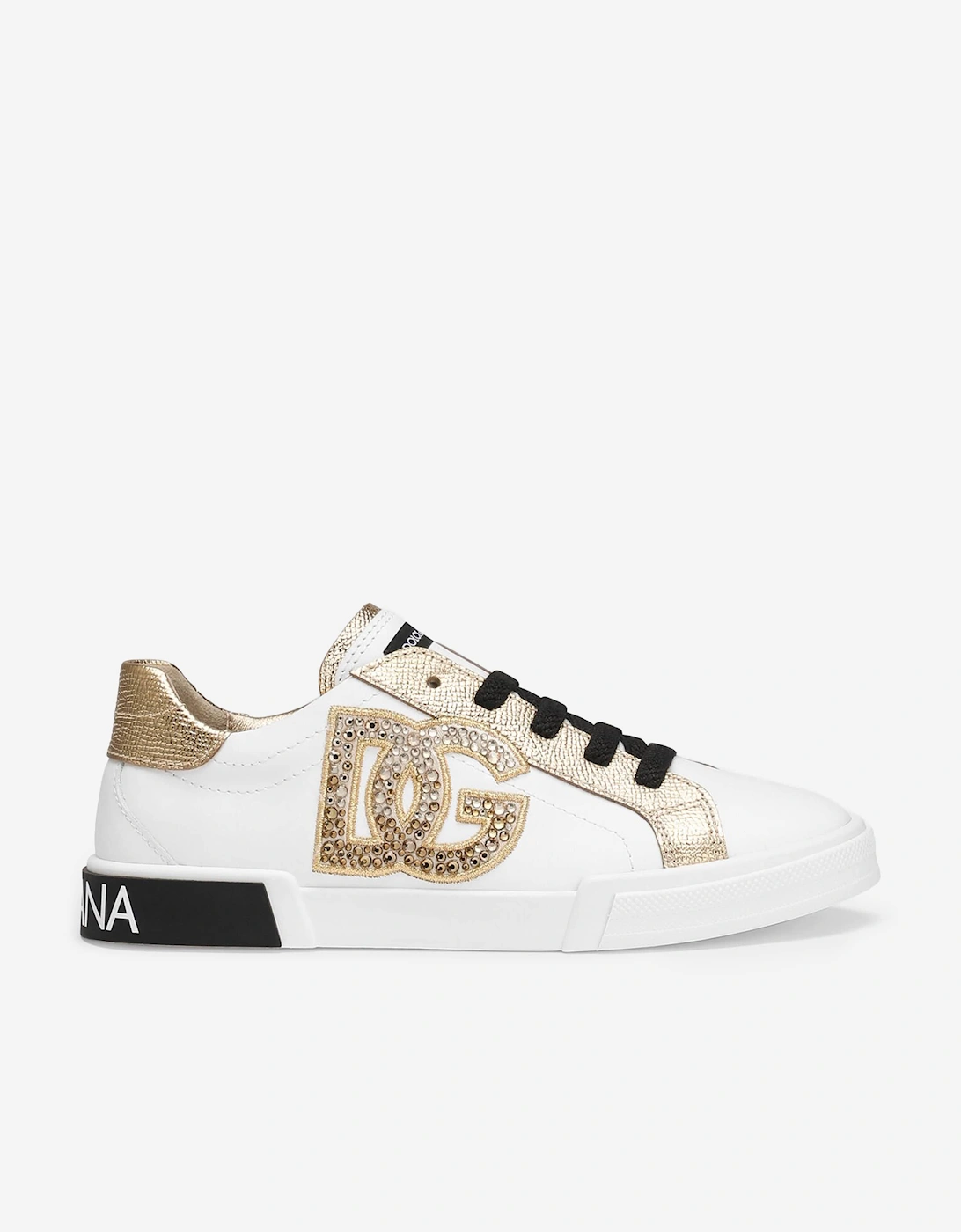 Girls Leather DG Logo Trainers in White, 5 of 4