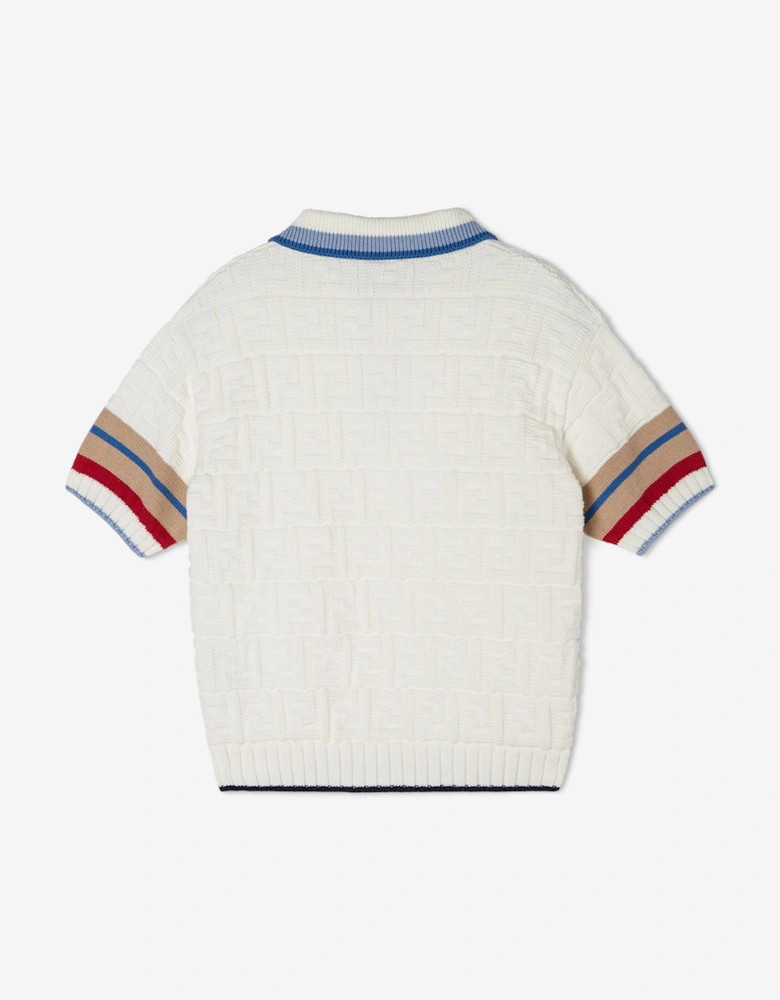 Boys Cotton FF Polo Shirt in White