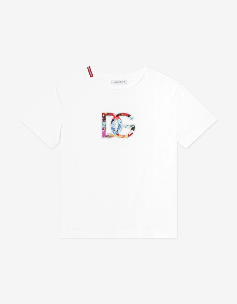 Girls Floral Logo T-Shirt in White