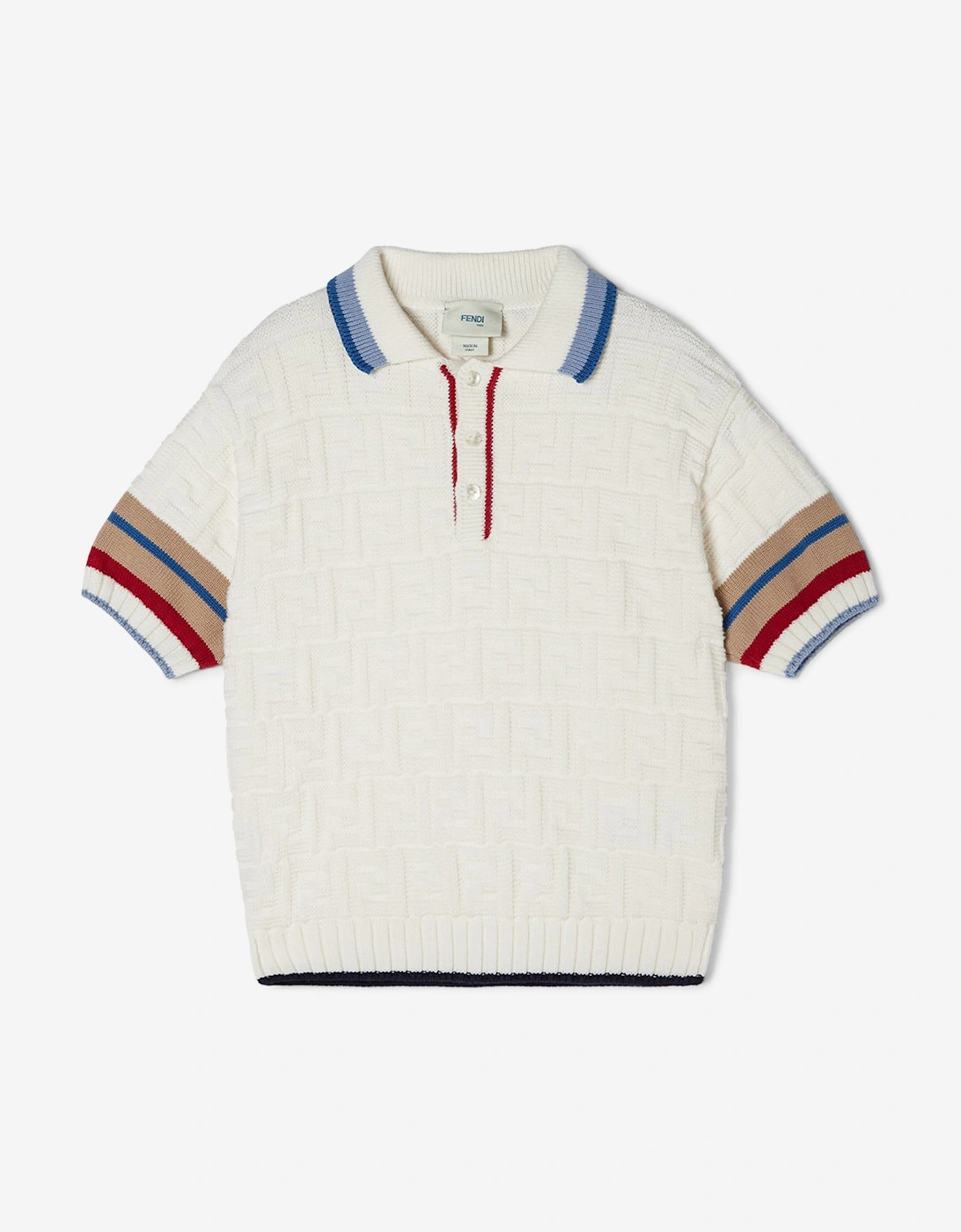 Boys Cotton FF Polo Shirt in White, 5 of 4