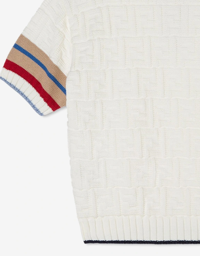 Boys Cotton FF Polo Shirt in White