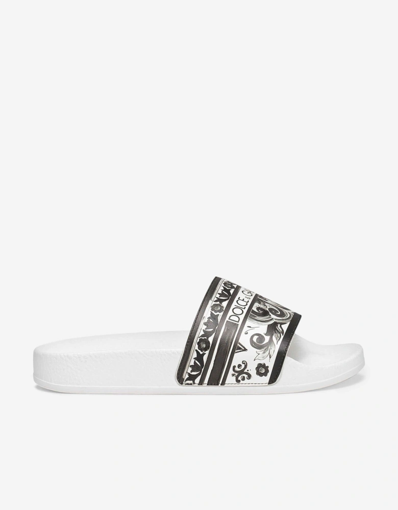 Kids Leather Majolica Sliders in White